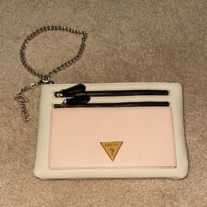 GUESS Pink and White Wristlet